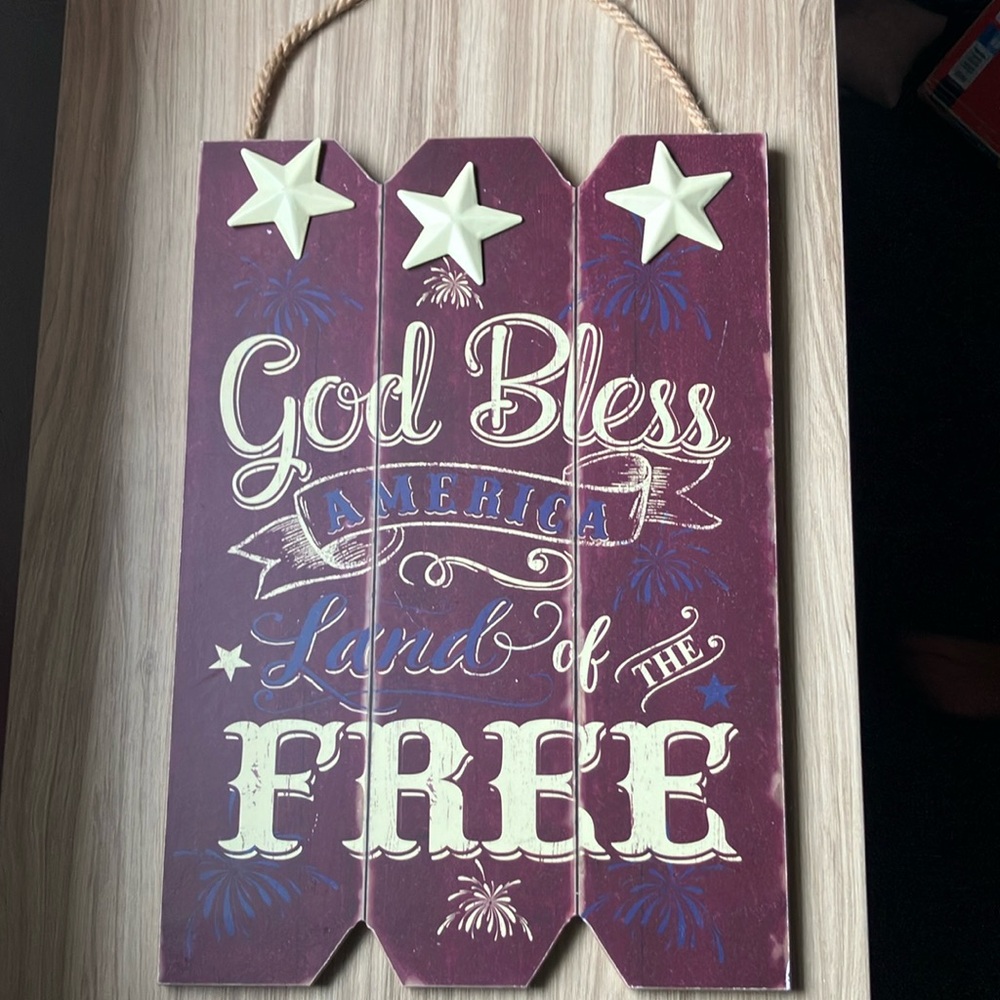 🌻God Bless America wood sign